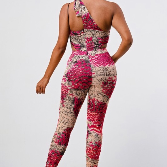 ANIMAL ONE-SHOULDER TIE JUMPSUIT - Picture 3 of 7